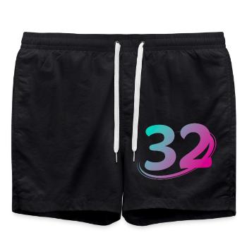 Number 32 multicolor - Swim Trunks - black - Front - AI Model Male 185 light (185cm)