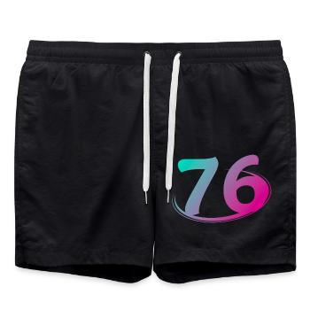 Number 76 multicolor - Swim Trunks - black - Front - AI Model Male 185 light (185cm)