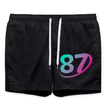 Number 87 multicolor - Swim Trunks - black - Front - AI Model Male 185 light (185cm)