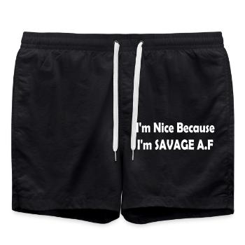 I'm Nice Because I'm Savage AF - Short de bain - noir - Devant - AI Model Male 185 light (185cm)