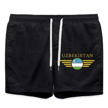 J’aime l’Ouzbékistan, T-shirt design de style élégance - Short de bain - noir - Devant - AI Model Male 185 light (185cm)