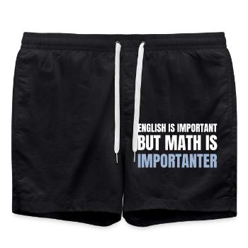 L’anglais est important, mais les mathématiques sont plus importantes - Short de bain - noir - Devant - AI Model Male 185 light (185cm)