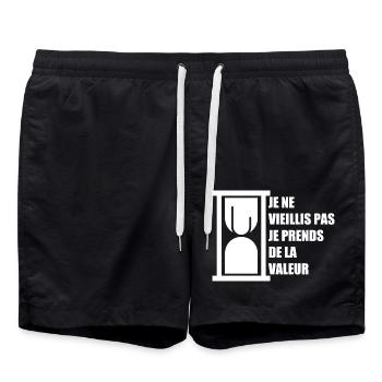 Ich werde nicht alt, ich steigere meinen Wert - Badeshorts - Schwarz - Vorne - AI Model Male 185 light (185cm)