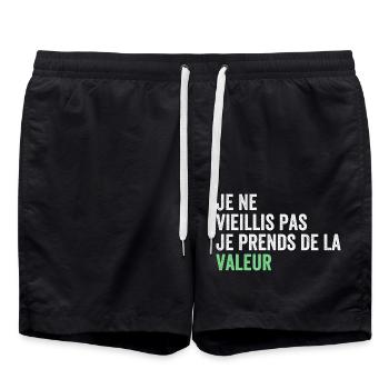 Ich werde nicht alt, ich steigere meinen Wert - Badeshorts - Schwarz - Vorne - AI Model Male 185 light (185cm)
