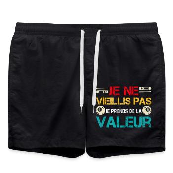 Ich werde nicht alt, ich steigere meinen Wert - Badeshorts - Schwarz - Vorne - AI Model Male 185 light (185cm)