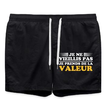 Ich werde nicht alt, ich steigere meinen Wert - Badeshorts - Schwarz - Vorne - AI Model Male 185 light (185cm)