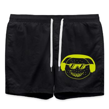 Lustige DJ Party Zitrone Obst Musik Spaß Gesicht - Badeshorts - Schwarz - Vorne - AI Model Male 185 light (185cm)