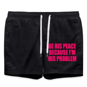 be his peace because im his problem - Short de bain - noir - Devant - AI Model Male 185 light (185cm)
