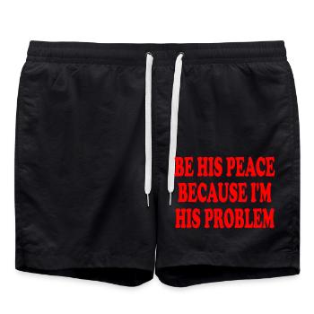 be his peace because im his problem - Badeshorts - Schwarz - Vorne - AI Model Male 185 light (185cm)