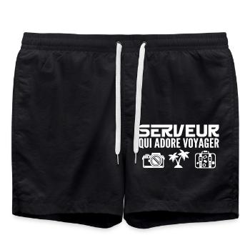 Reisende & Kellner: Leidenschaft & Entdeckung - Badeshorts - Schwarz - Vorne - AI Model Male 185 light (185cm)