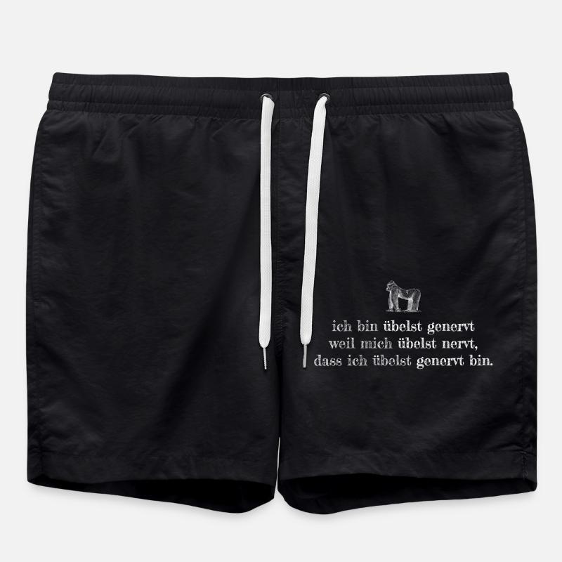 annoyed annoy gorilla - Swim Trunks - black