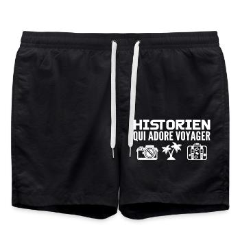 Voyageurs & Historiens : Passion & Découverte - Short de bain - noir - Devant - AI Model Male 185 light (185cm)