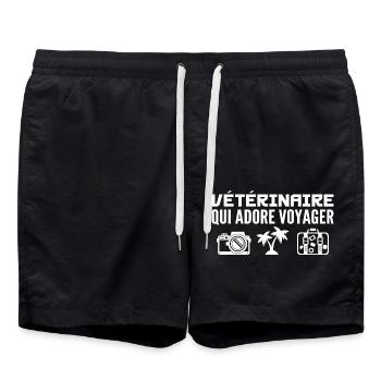 Voyageurs & Vétérinaires : Passion & Découverte - Short de bain - noir - Devant - AI Model Male 185 light (185cm)