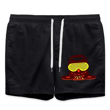 Mignon DJ hibou lunettes de soleil fête musique de nuit oiseau - Short de bain - noir - Devant - AI Model Male 185 light (185cm)