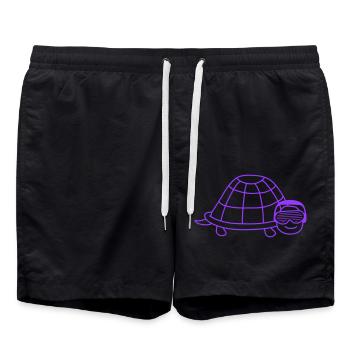 Süße Schildkröte Niedliches DJ Party Musik Tier - Badeshorts - Schwarz - Vorne - AI Model Male 185 light (185cm)