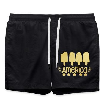 Amerikanisch, 4. Juli - Badeshorts - Schwarz - Vorne - AI Model Male 185 light (185cm)