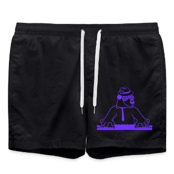 DJ Brown Bear Bear Grizzly Mixer Tie Party - Swim Trunks - black - Front - AI Model Male 185 light (185cm)