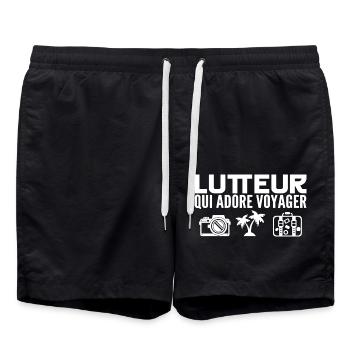 Voyageurs & Lutteurs : Passion & Découverte - Short de bain - noir - Devant - AI Model Male 185 light (185cm)
