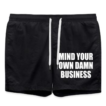 mind your own damn business - Swim Trunks - black - Front - AI Model Male 185 light (185cm)
