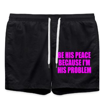 be his peace because im his problem - Badeshorts - Schwarz - Vorne - AI Model Male 185 light (185cm)