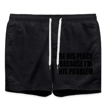 be his peace because im his problem - Short de bain - noir - Devant - AI Model Male 185 light (185cm)