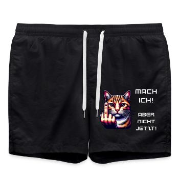 Katze Spruch lustig - Badeshorts - Schwarz - Vorne - AI Model Male 185 light (185cm)