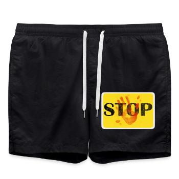 Conception de panneaux - STOP. - Short de bain - noir - Devant - AI Model Male 185 light (185cm)