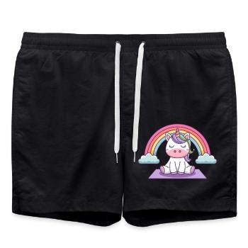 Yoga Einhorn - Badeshorts - Schwarz - Vorne - AI Model Male 185 light (185cm)