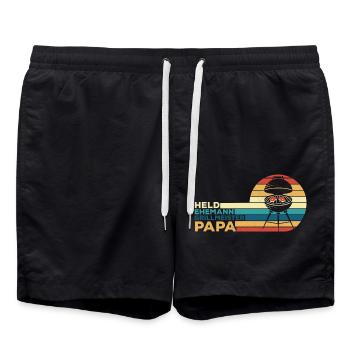 Hero Husband Grill Master Dad Grilling BBQ Griller - Swim Trunks - black - Front - AI Model Male 185 light (185cm)