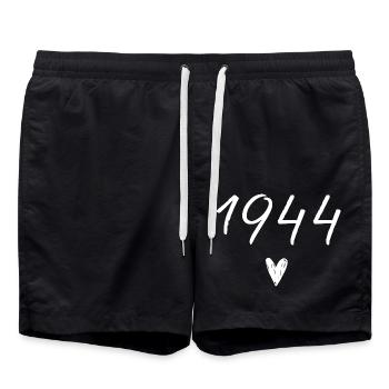1944 Heart Birthday - Swim Trunks - black - Front - AI Model Male 185 light (185cm)