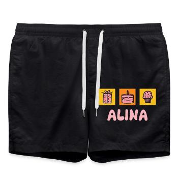 Alina comme prénom - Short de bain - noir - Devant - AI Model Male 185 light (185cm)