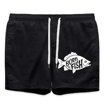 BORN TO FISH (HELLES TEXTDESIGN) - Badeshorts - Schwarz - Vorne - AI Model Male 185 light (185cm)