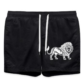 Lion magnifique - Dessin au trait puissant - Short de bain - noir - Devant - AI Model Male 185 light (185cm)