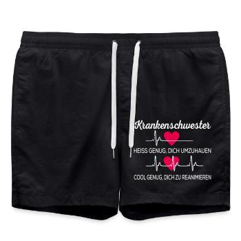 Krankenschwester - Badeshorts - Schwarz - Vorne - AI Model Male 185 light (185cm)