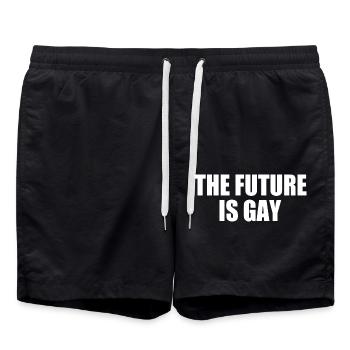 The future is gay - Swim Trunks - black - Front - AI Model Male 185 light (185cm)
