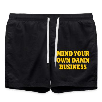mind your own damn business - Short de bain - noir - Devant - AI Model Male 185 light (185cm)