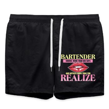 La barmaid en sait plus qu’elle ne le dit - Short de bain - noir - Devant - AI Model Male 185 light (185cm)