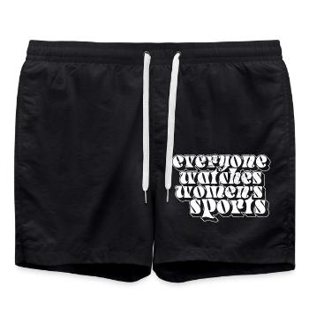 Jeder schaut sich das Statement des Frauensports an - Badeshorts - Schwarz - Vorne - AI Model Male 185 light (185cm)