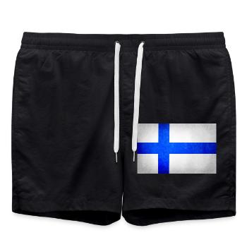 Drapeau de la Finlande, drapeau de la Finlande - Short de bain - noir - Devant - AI Model Male 185 light (185cm)