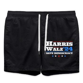 Kamala Harris & Tim Walz 2024 Support Vintage - Short de bain - noir - Devant - AI Model Male 185 light (185cm)