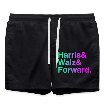 Kamala Harris & Tim Walz 2024 Chemise de soutien - Short de bain - noir - Devant - AI Model Male 185 light (185cm)