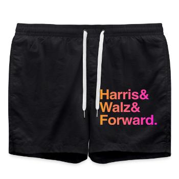 Kamala Harris & Tim Walz 2024 Chemise de soutien - Short de bain - noir - Devant - AI Model Male 185 light (185cm)
