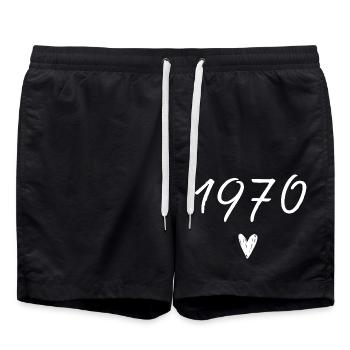 1970 coeur anniversaire - Short de bain - noir - Devant - AI Model Male 185 light (185cm)