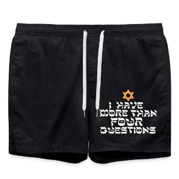 I Have More Than Four Questions Star Of David - Swim Trunks - black - Front - AI Model Male 185 light (185cm)