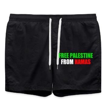 Free palestine - Swim Trunks - black - Front - AI Model Male 185 light (185cm)