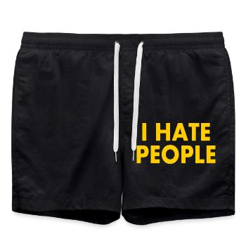 I hate people - Short de bain - noir - Devant - AI Model Male 185 light (185cm)