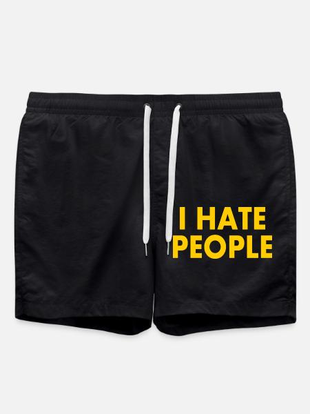 I hate people - Swim Trunks - black