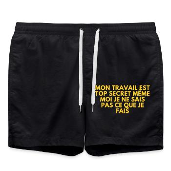 Mon travail est top secret, même moi je ne sais pa - Short de bain - noir - Devant - AI Model Male 185 light (185cm)