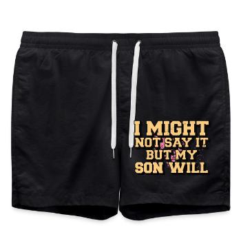 Ich sage es vielleicht nicht, aber mein Sohn wird es sagen - Badeshorts - Schwarz - Vorne - AI Model Male 185 light (185cm)