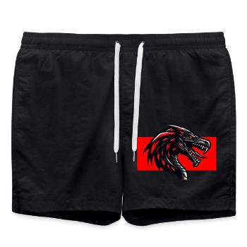Roter Drache - Badeshorts - Schwarz - Vorne - AI Model Male 185 light (185cm)